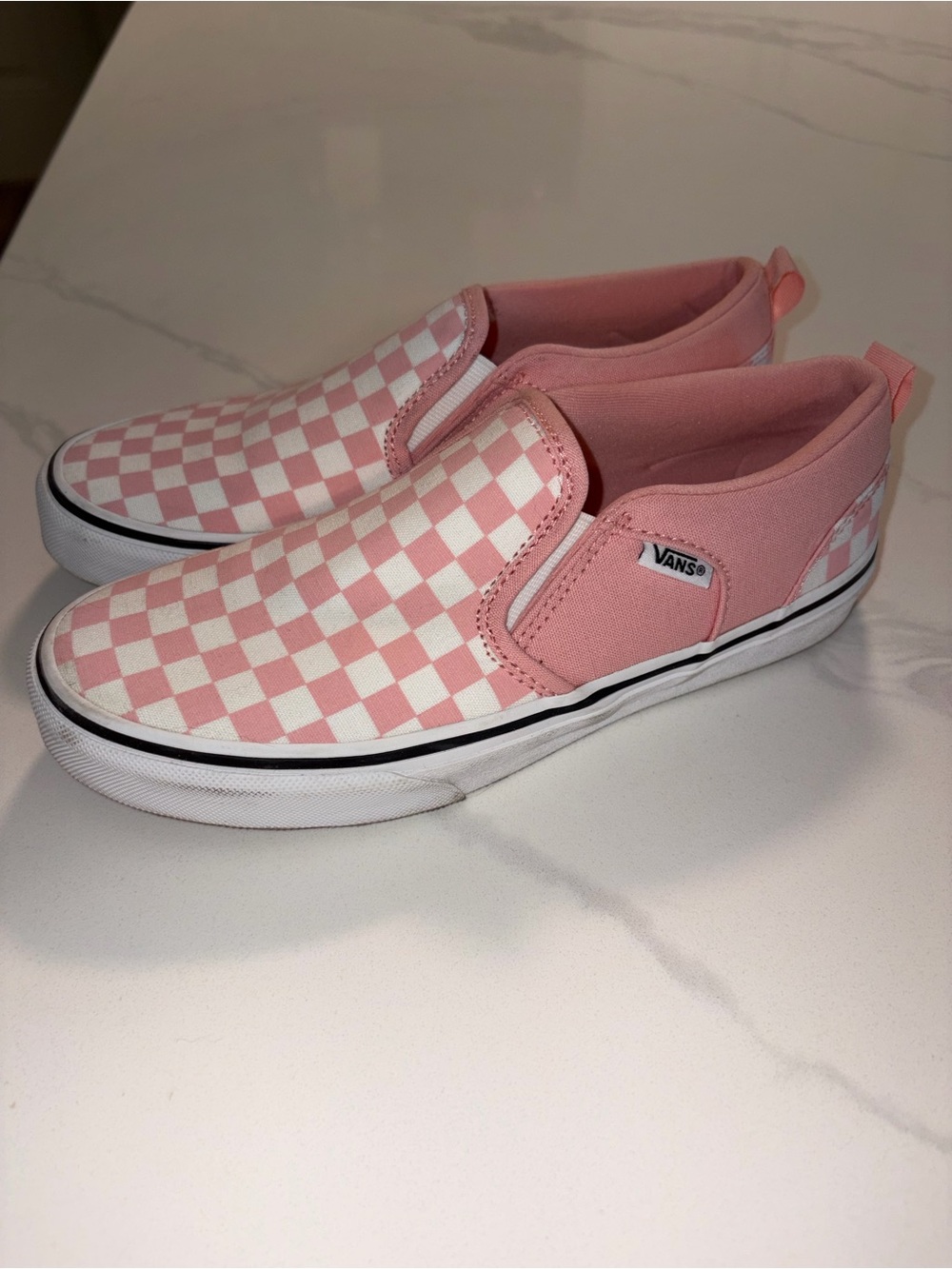 Vans Slip-On Checkerboard Sneakers - Pink & White